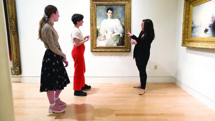 Yinshi Lerman-Tan discusses the painting "Elsie Wagg" ​​​​​​​with Ariel del Vecchio and Aubrey Harlan at the San Antonio Museum of Art